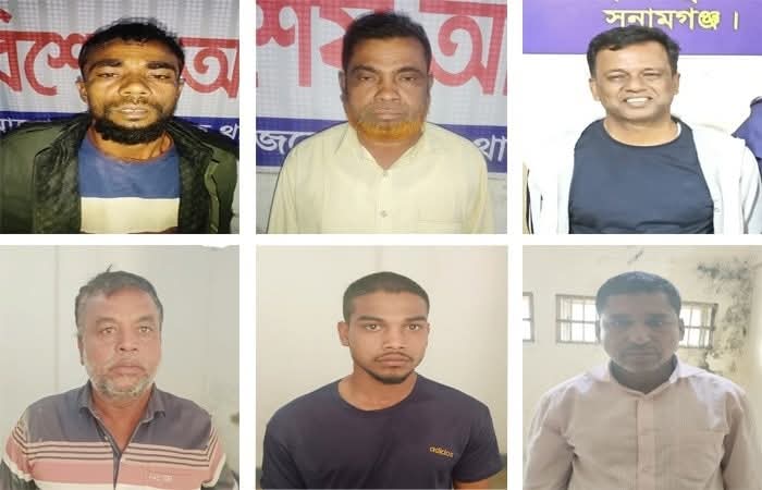 সুনামগঞ্জে “অপারেশন ডেভিল হান্ট” অভিযানে ৬ জন গ্রেফতার