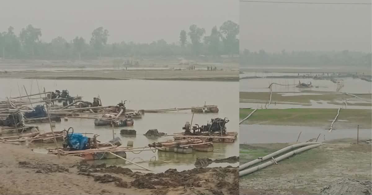 তিস্তার তলদেশে নেমেছে যন্ত্র, অপেক্ষায় কৃষক